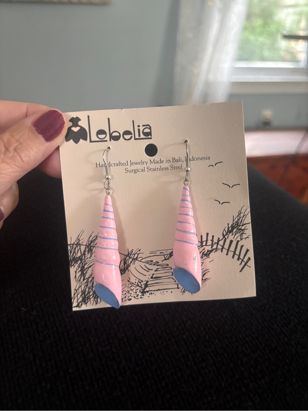 Pink & Blue Shell Drop Earrings